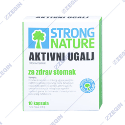 STRONG NATURE ACTIVATED CARBON for a healthy stomach, 10 capsules, 250 g aktiven jaglen