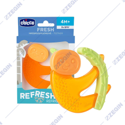 Chicco Fresh Massaggiagengive Teether, ergonomic shape, refreshing 4m+ glodalka majmunce za bebe, portokalova boja