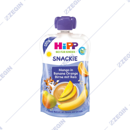 HiPP Snackie Organic Banana Orange Pear Mango Rice Flour 120 g pire, uzinka od mango, banana, krusa i orizovo brasno