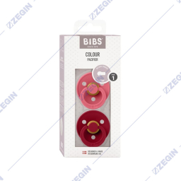 Bibs Colour Pacifier, Natural Rubber Round size 1, 0+ months, 2 pack latex, Coral -Ruby, B03BCFA, 110254 cucli lazalki