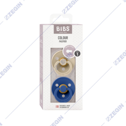 Bibs Colour Pacifier, Natural Rubber Round size 1, 0+ months, 2 pack latex, Vanilla-Cornflower, B09BBNV, 110427 cucli lazalki