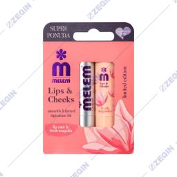 NEVA Melem Lips & Cheeks Smooth & Tinted Signature Kit lip balm & blush (Lip Care & Fresh magnolia) balsam za usni i rumenilo