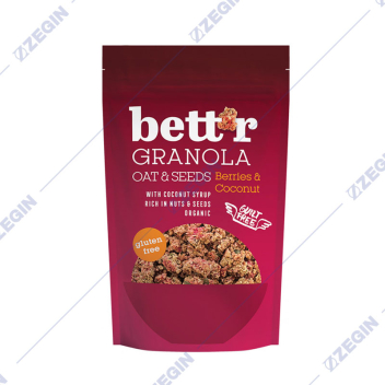 Smart Organic Bett'r Granola Oat & Seeds Berries & Coconut 300 g organska granola so sumsko ovosje i kokos