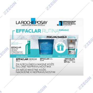 LA ROCHE POSAY Effaclar Rutina Ultra Concentrated Serum 30 мл, effaclar gel 50ml, anthelios oil correct spf 50+, 3ml сет